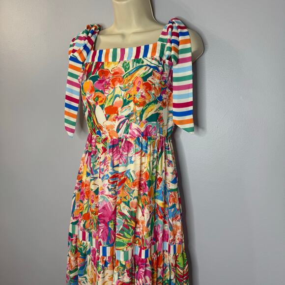 Flying Tomato Paradise Beach Mix Print Maxi Dress Beach Coastal Vacation S New - Picture 13 of 13